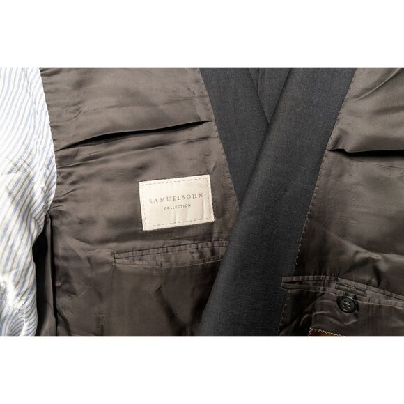 Samuelsohn Black Suit Jacket Blazer Linen look 100% Wool 54R - Picture 6 of 10